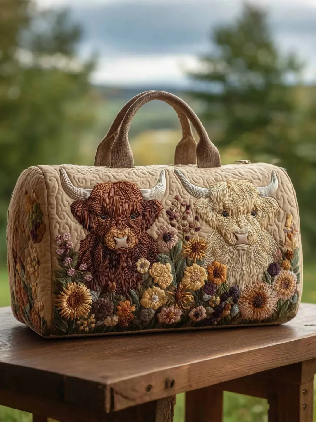 Hippie Pumpkin Quilted Travel Bag