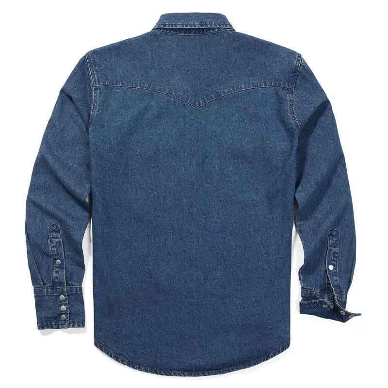 🔥HOT-SALE 🔥Men's Long Sleeve Stone-Washed and Pre-Washed Denim Work Shirt