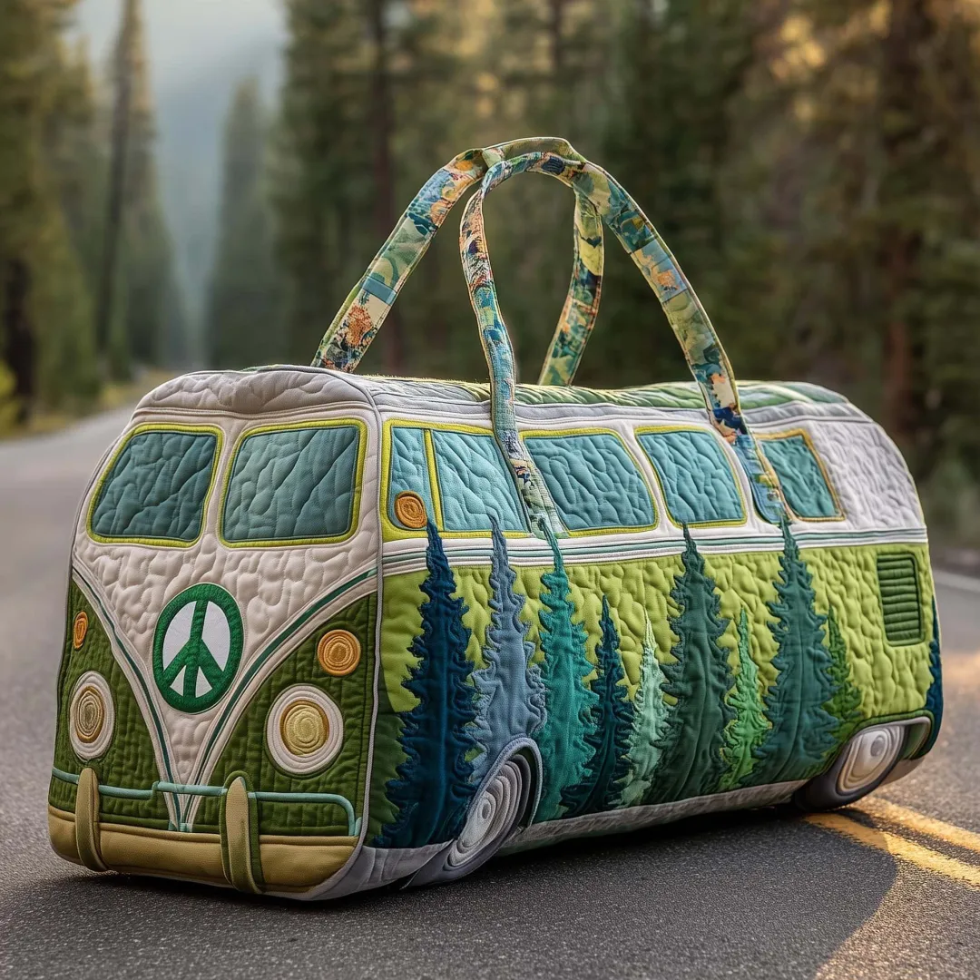 Hippie Pumpkin Quilted Travel Bag