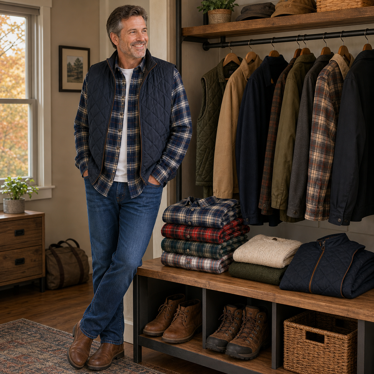 Men's Classic Plaid Flannel Button-Up Shirts