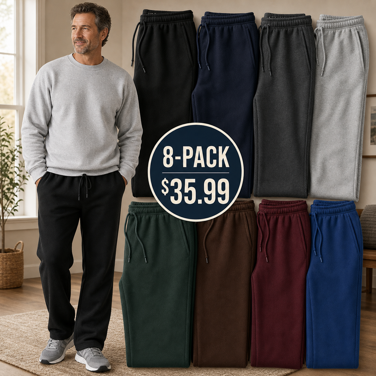 Men's Open-Bottom Fleece Sweatpants