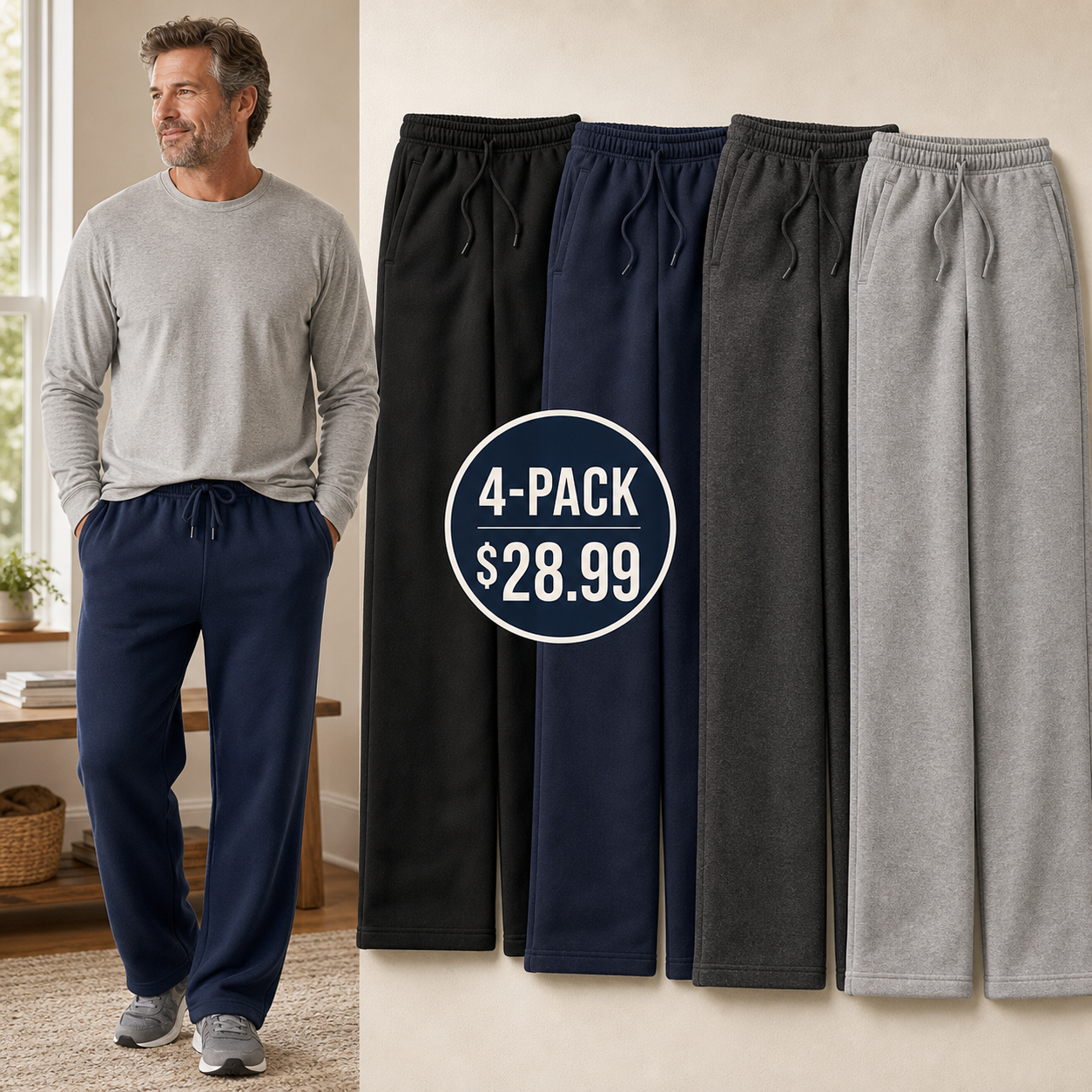 Men's Open-Bottom Fleece Sweatpants