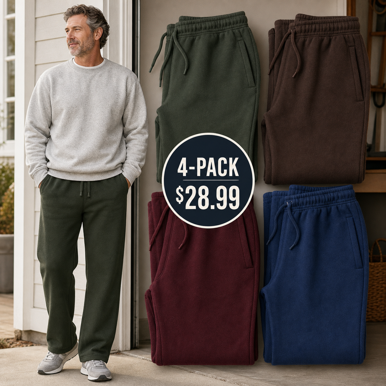 Men's Open-Bottom Fleece Sweatpants