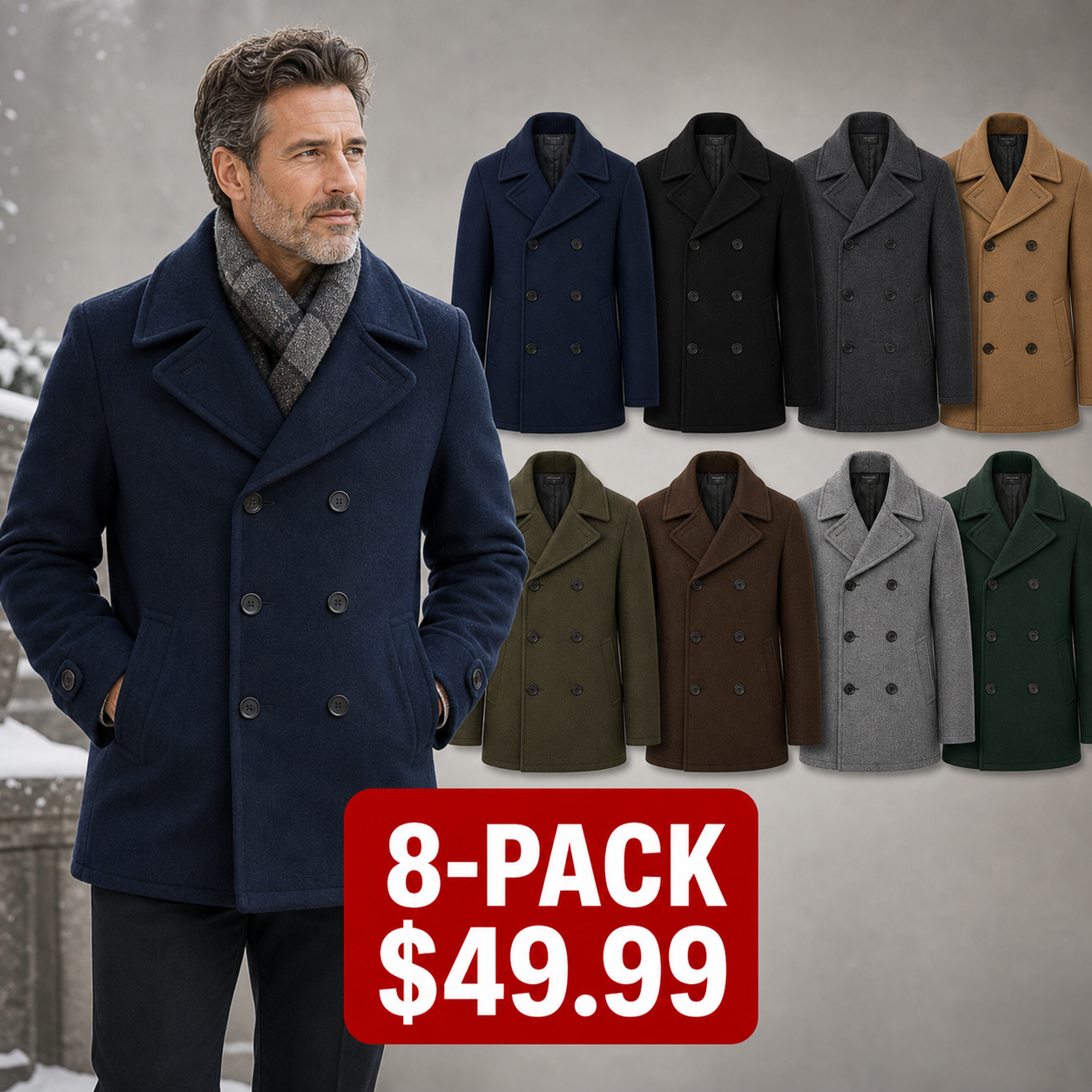 Men's Classic Wool-Blend Peacoats