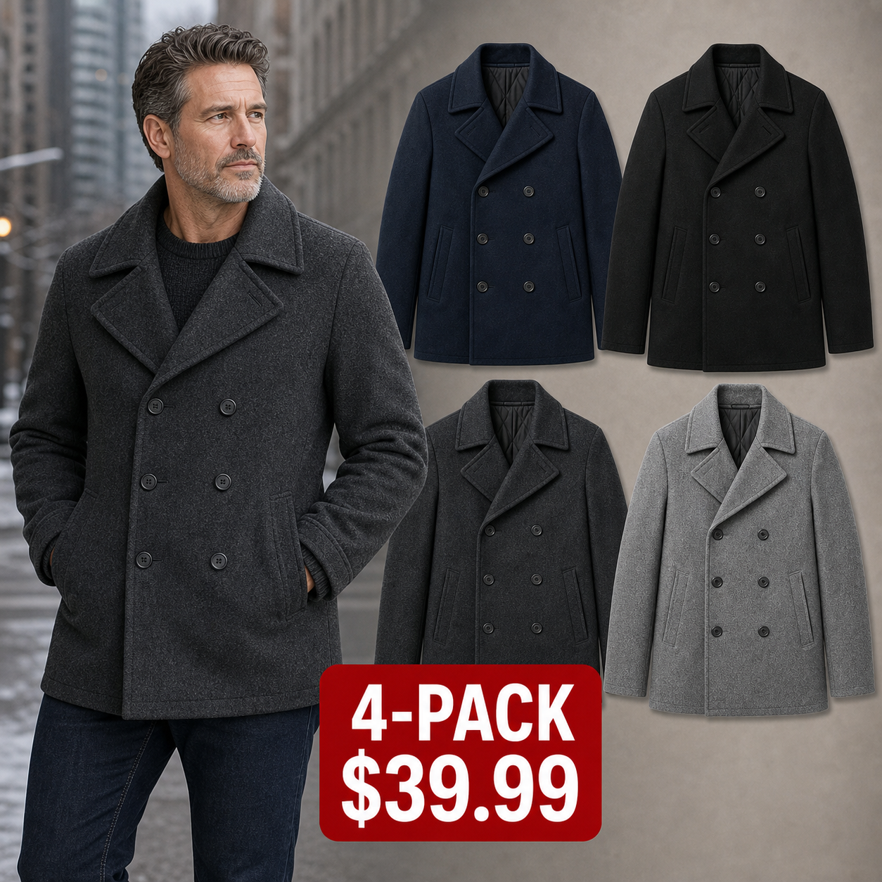 Men's Classic Wool-Blend Peacoats