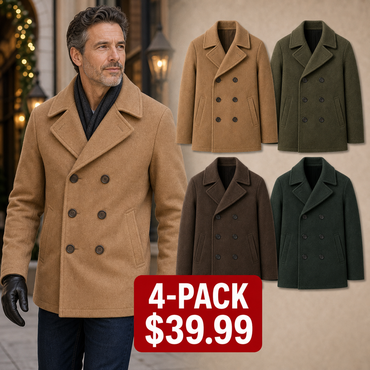 Men's Classic Wool-Blend Peacoats