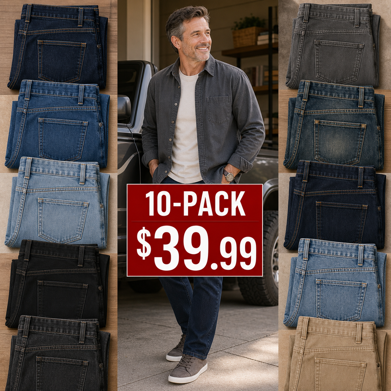 Men's Stretch Straight Tapered Jeans