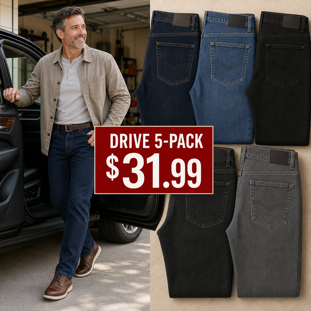 Men's Stretch Straight Tapered Jeans