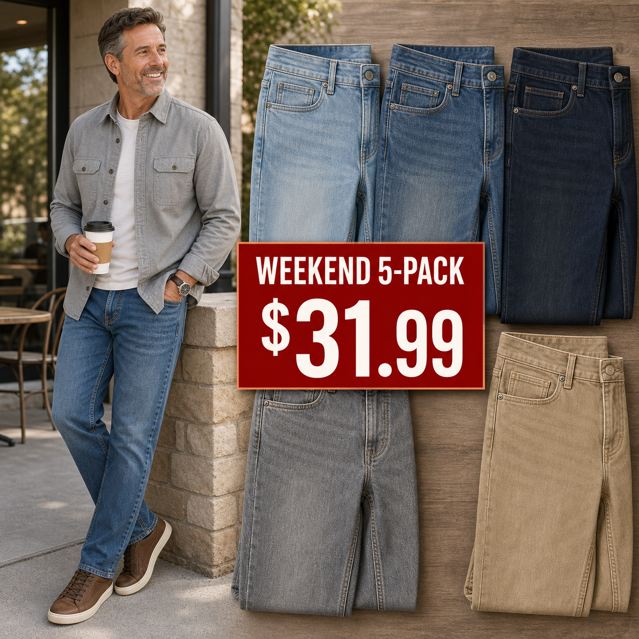 Men's Stretch Straight Tapered Jeans