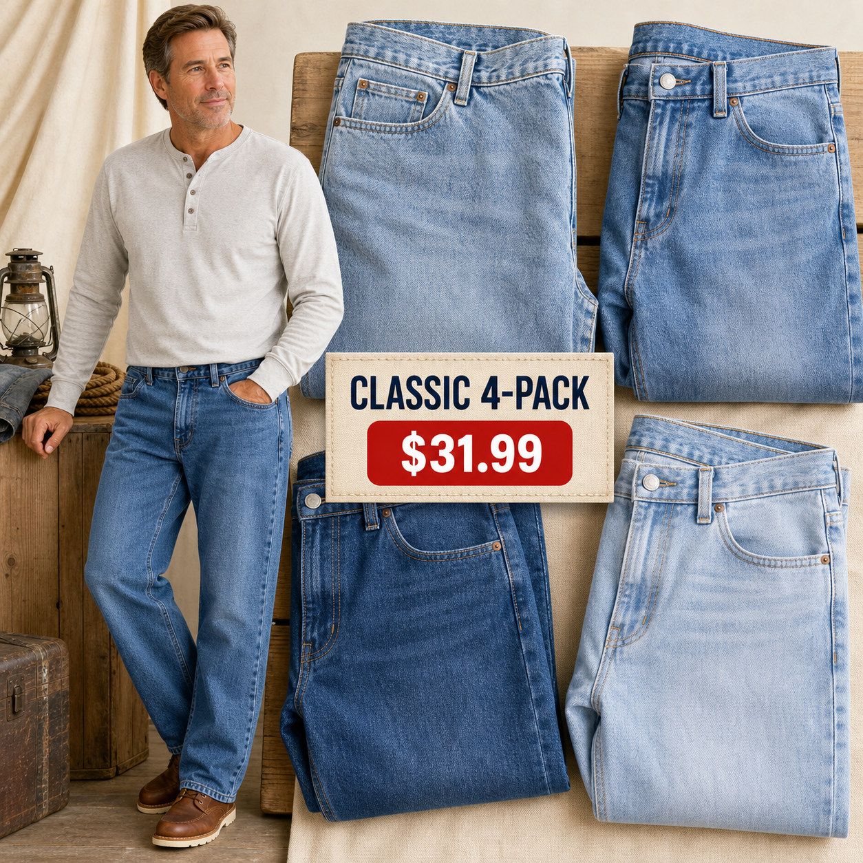 Men's Natural Fit Straight-Leg Jeans