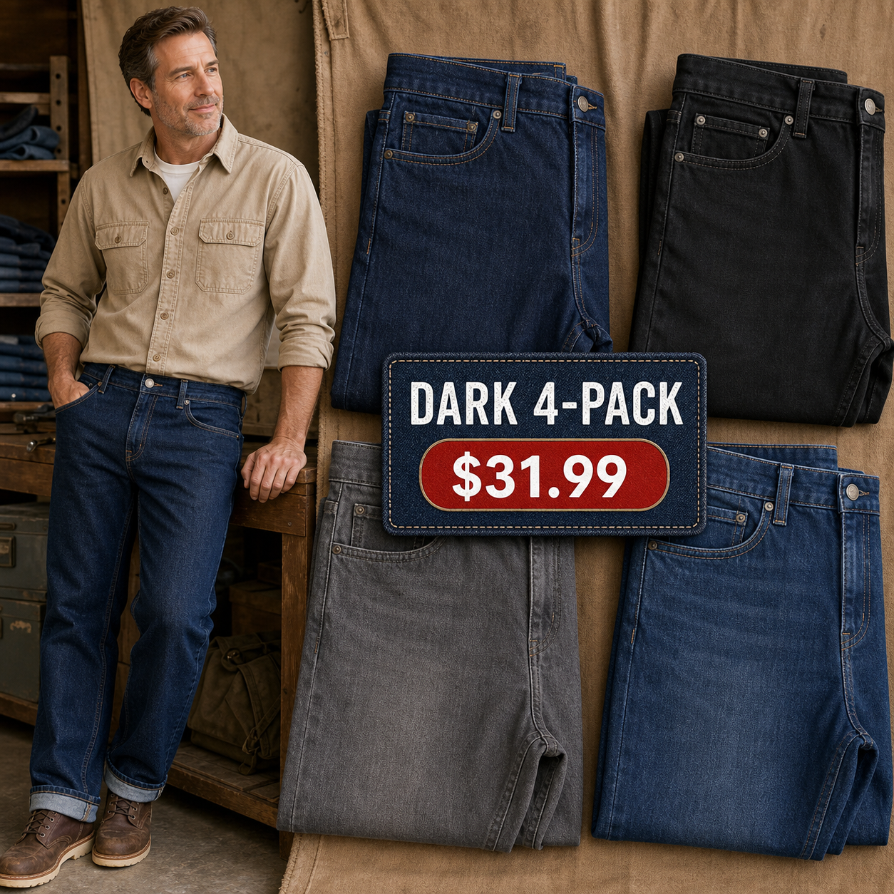 Men's Natural Fit Straight-Leg Jeans