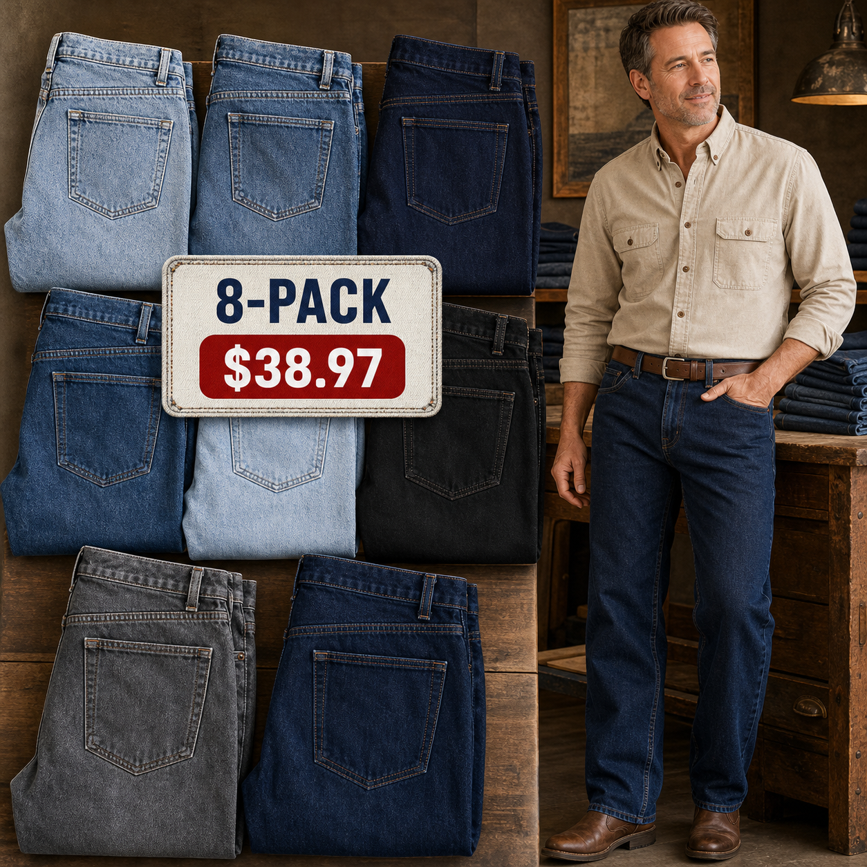 Men's Natural Fit Straight-Leg Jeans