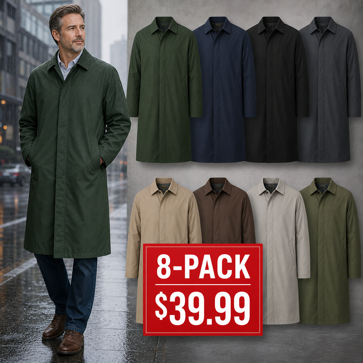Men's Waterproof Long Trench Coats
