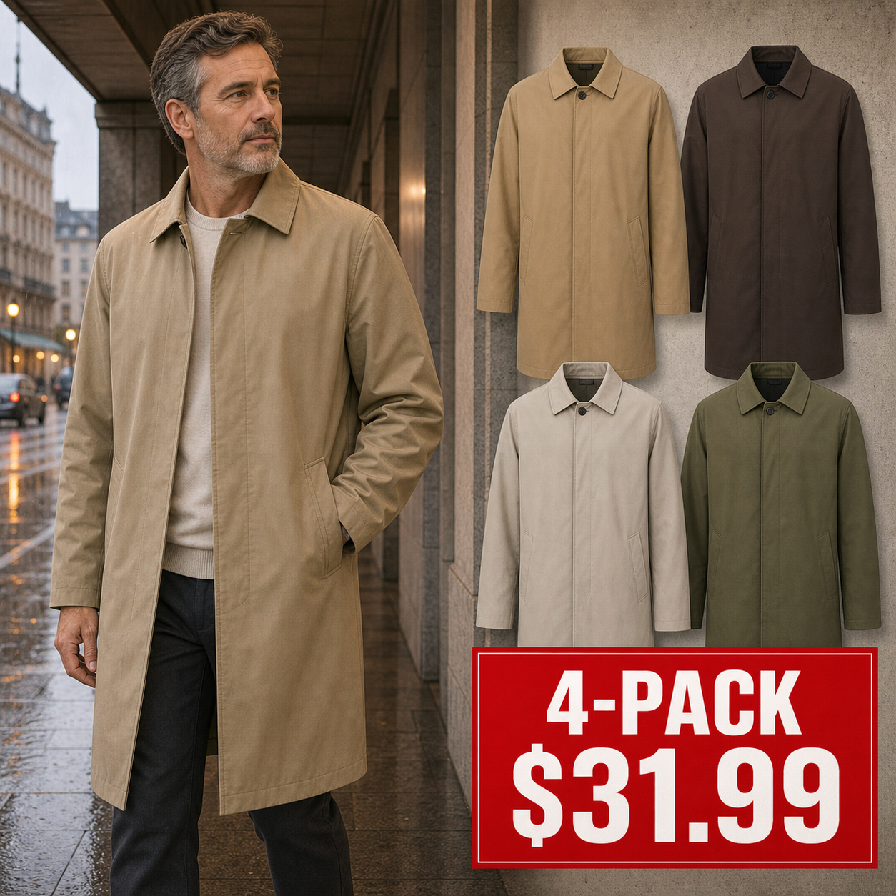 Men's Waterproof Long Trench Coats
