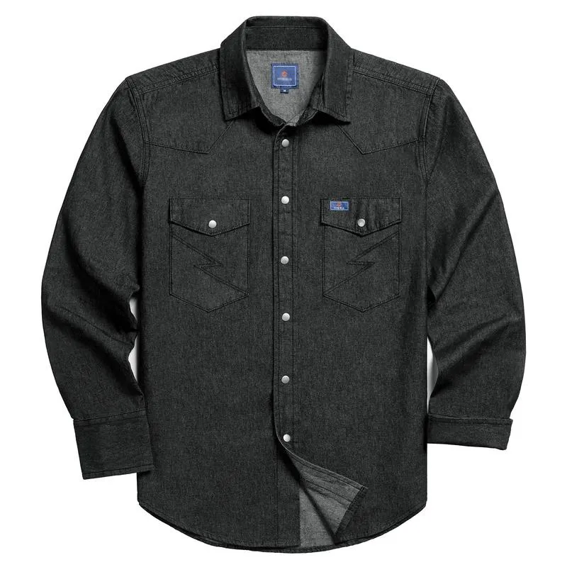 🔥HOT-SALE 🔥Men's Long Sleeve Stone-Washed and Pre-Washed Denim Work Shirt