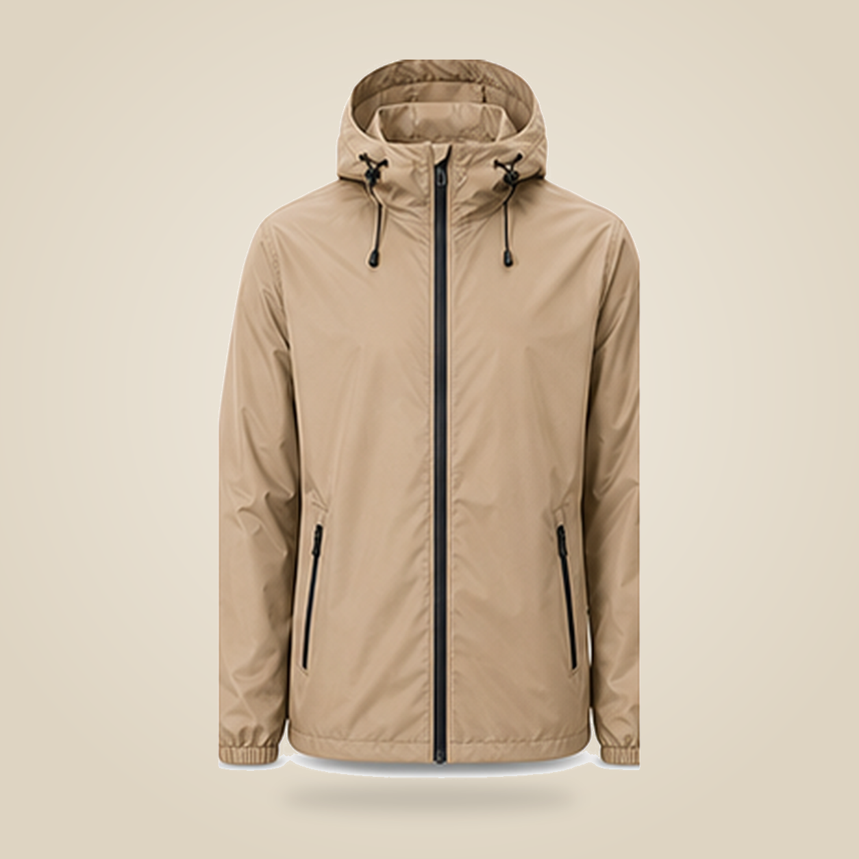 Khaki - Men's Lightweight Waterproof Packable Rain Jacket