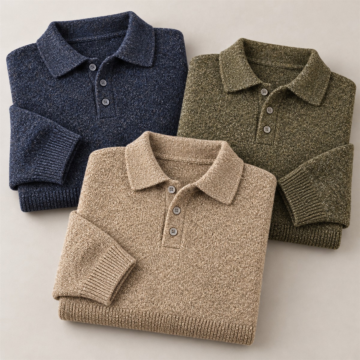 Men's Textured Long-Sleeve Polo Sweater Multipacks product image 9