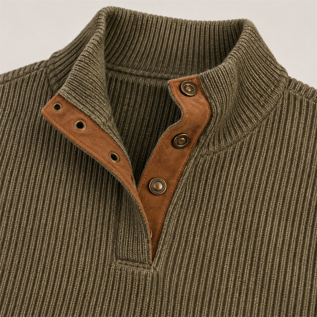 Men's Ribbed Mock-Neck Snap Pullover with Elbow Patches Multipacks product image 7