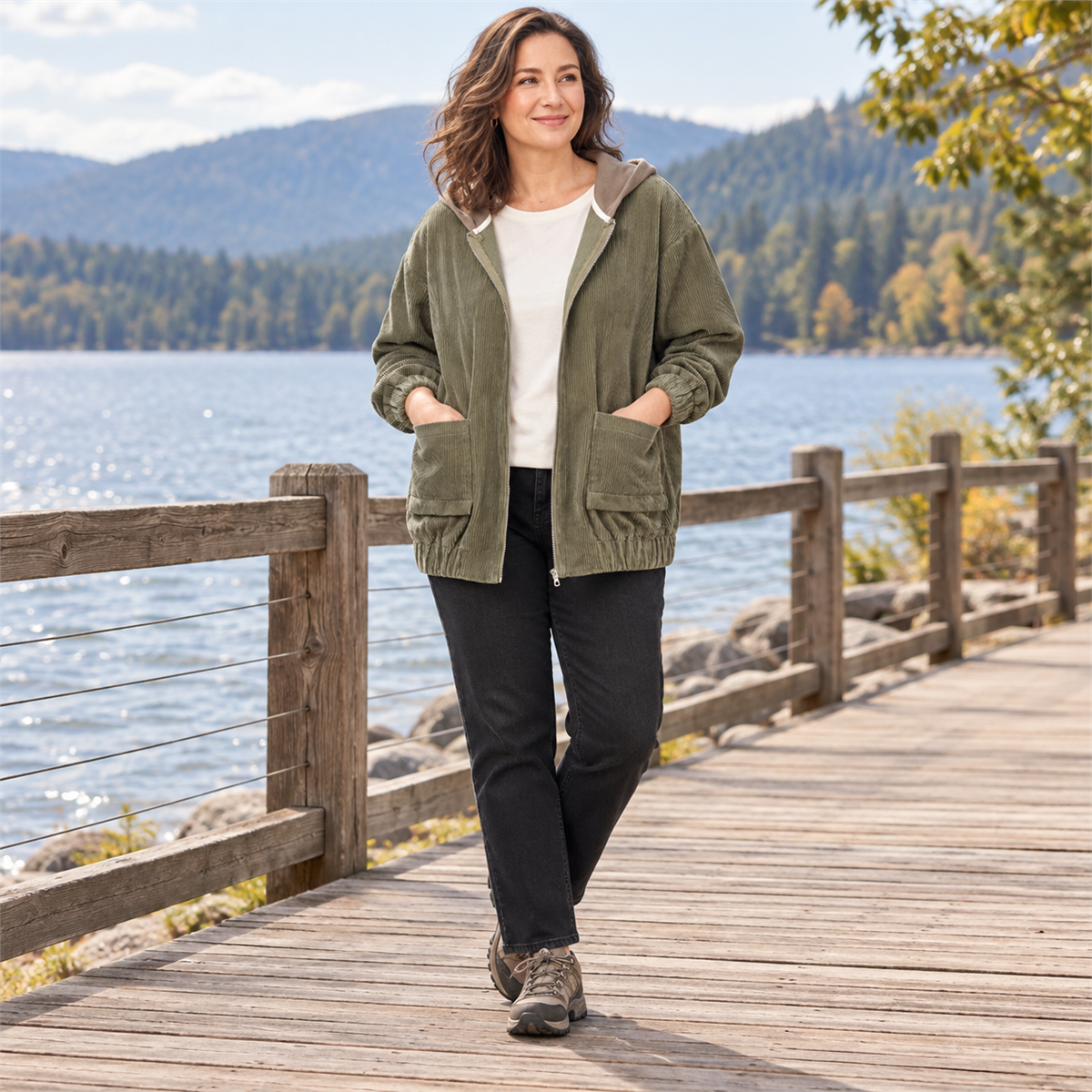 Women's Relaxed Corduroy Hooded Utility Jacket Multipacks detail image 6