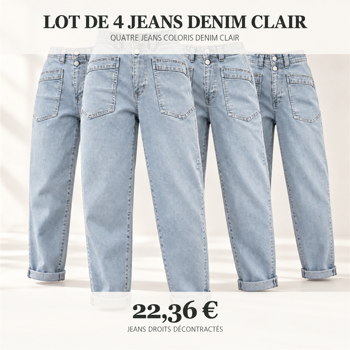 Jean droit décontracté femme – lot - Denim clair 鈥?Lot de 4 pièces