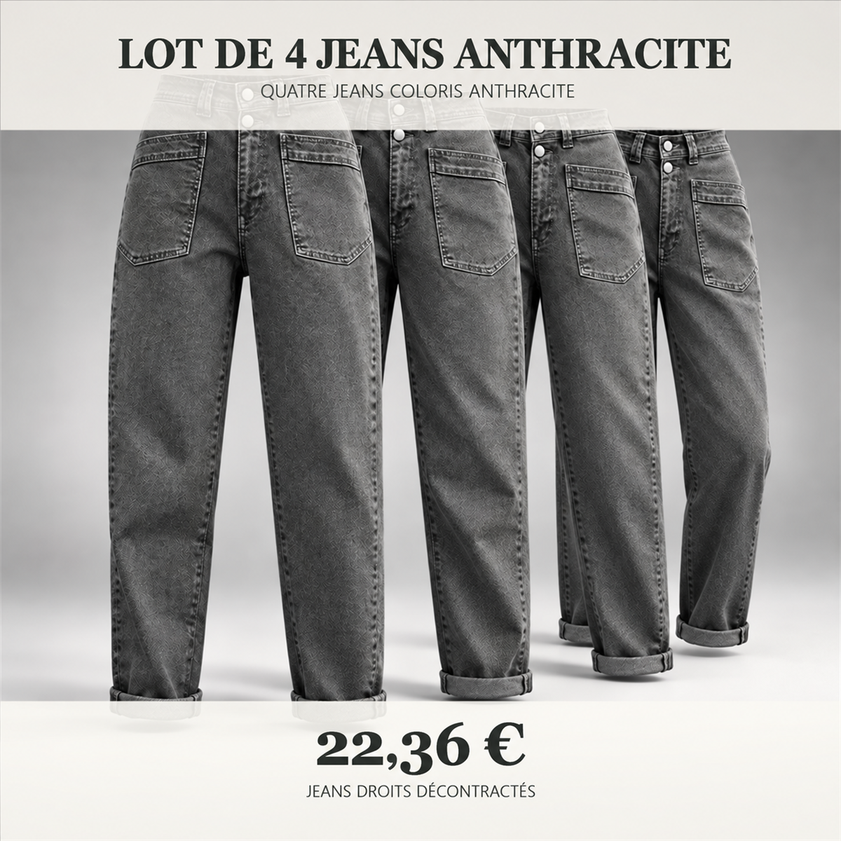 Jean droit décontracté femme – lot - Anthracite 鈥?Lot de 4 pièces