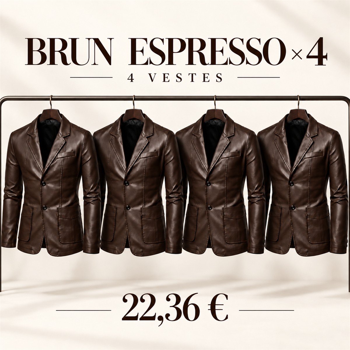 Blazer homme aspect cuir à revers crantés – lot - Brun espresso 鈥?Lot de 4 pièces