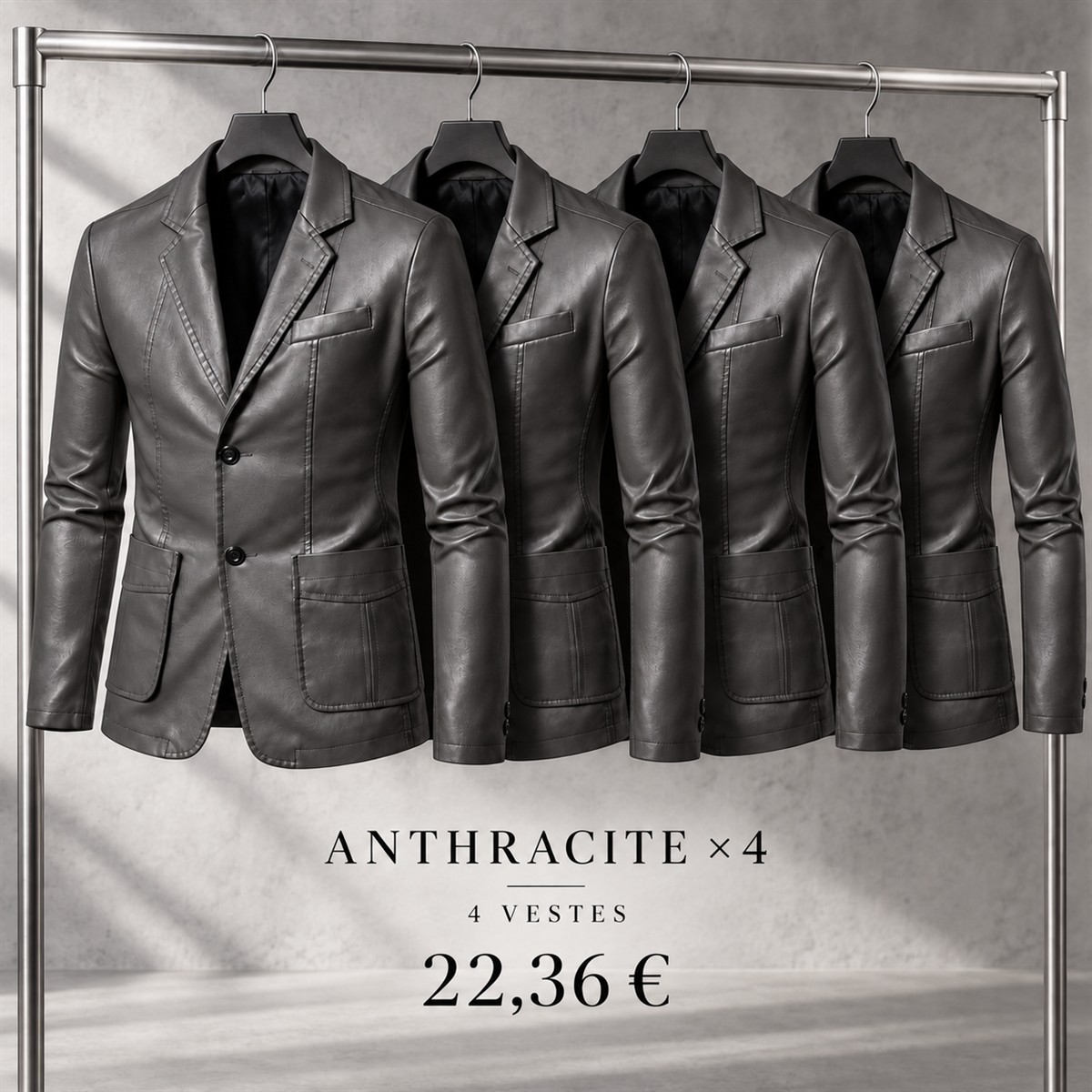 Blazer homme aspect cuir à revers crantés – lot - Anthracite 鈥?Lot de 4 pièces