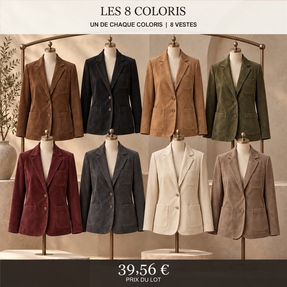 Blazer femme aspect daim – lot - Lot de 8 pièces, toutes les couleurs