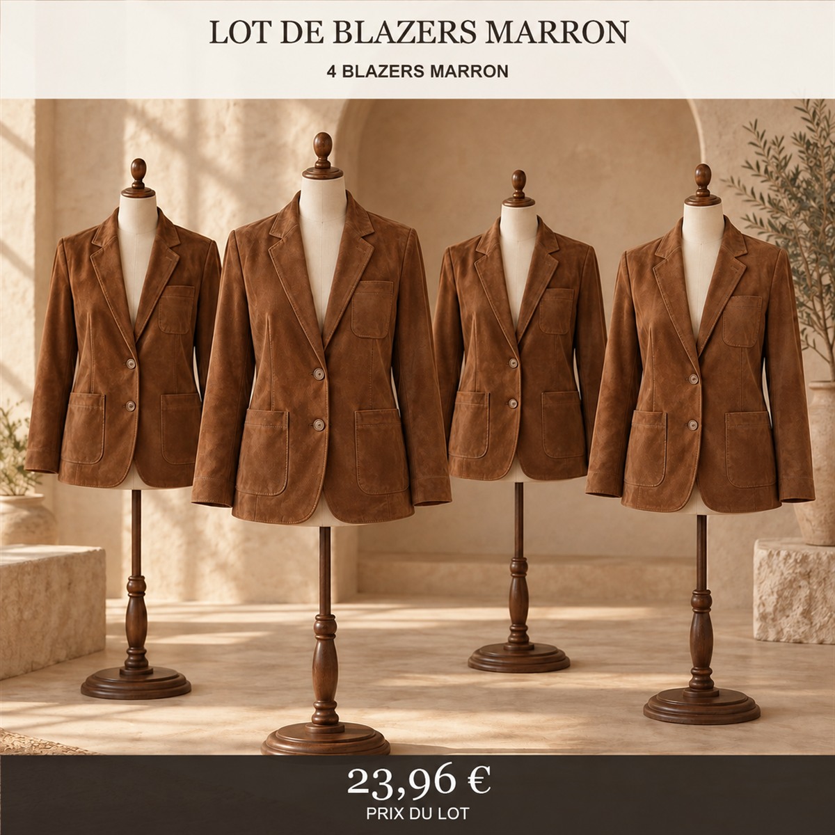 Blazer femme aspect daim – lot - Marron 鈥?Lot de 4 pièces
