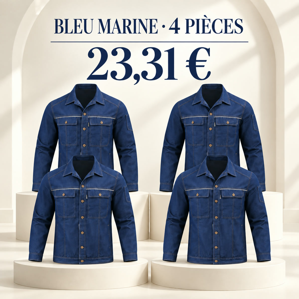 Veste homme à col et boutonnage devant – lot - Bleu marine 鈥?Lot de 4 pièces