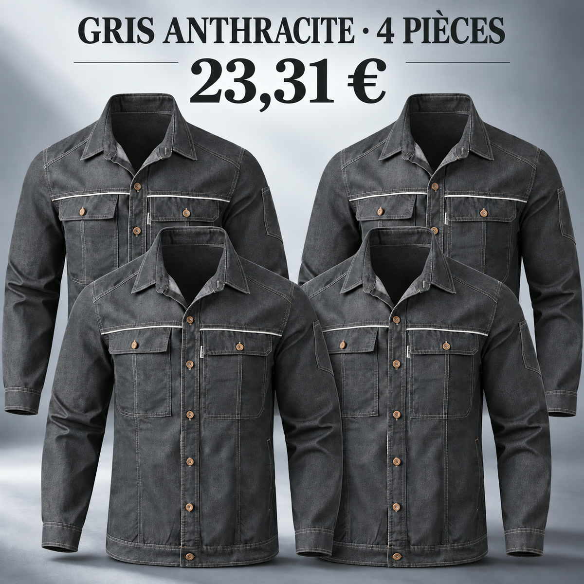 Veste homme à col et boutonnage devant – lot - Anthracite 鈥?Lot de 4 pièces