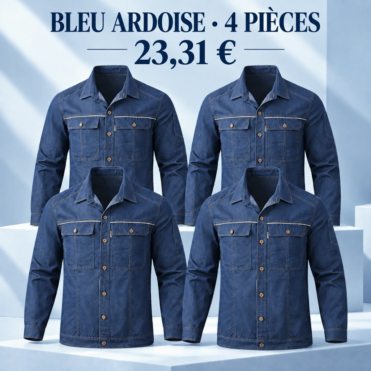 Veste homme à col et boutonnage devant – lot - Ardoise 鈥?Lot de 4 pièces
