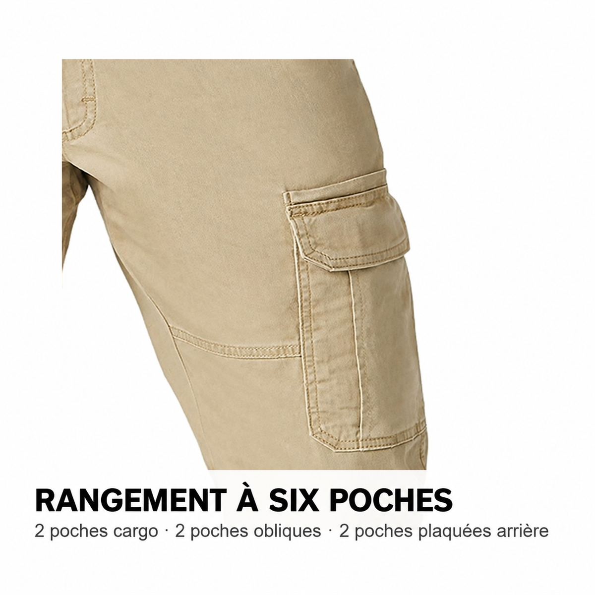 Lot de 9 pantalons cargo extensibles homme coupe décontractée à 6 poches - 03