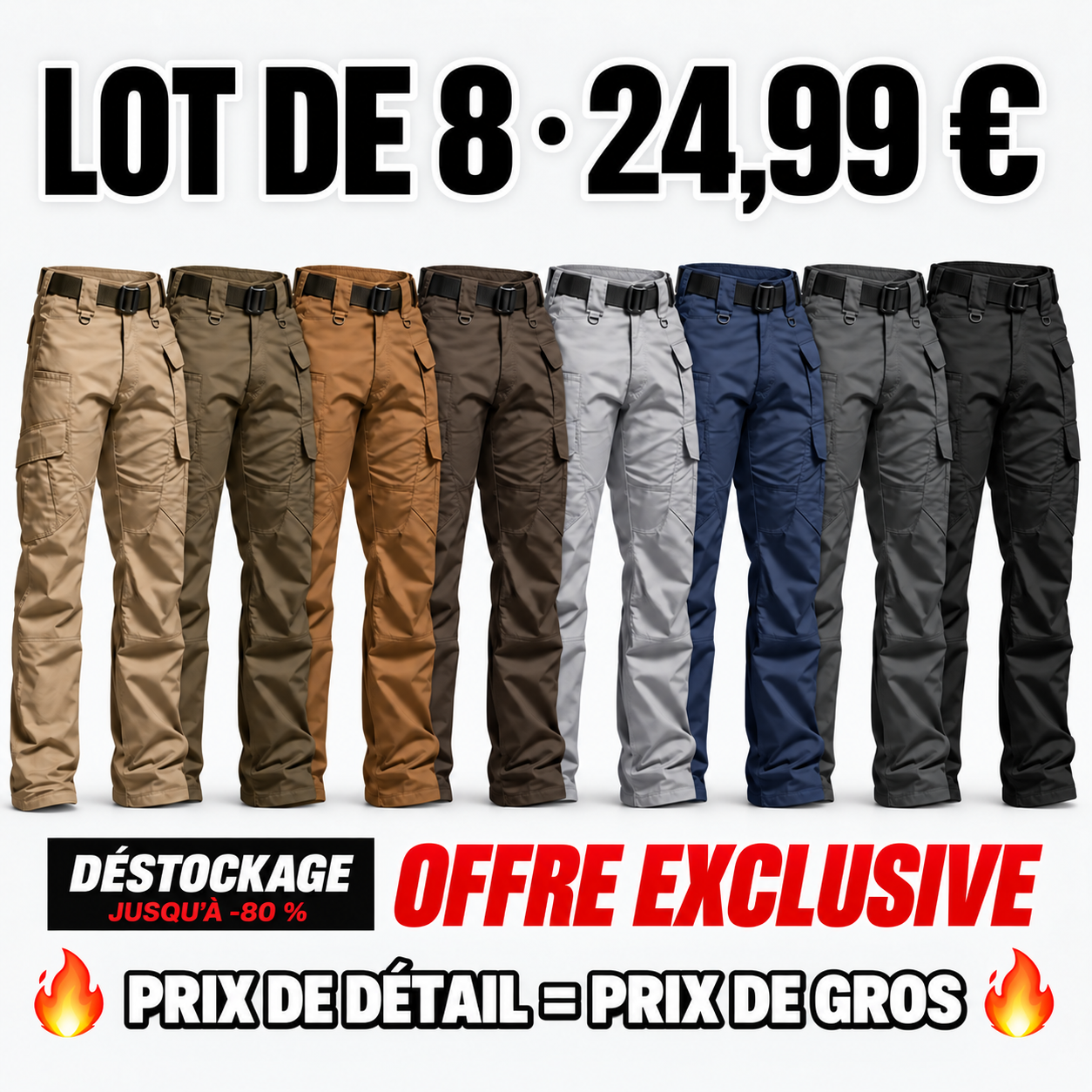 Pantalon cargo tactique de travail homme en ripstop déperlant - 01