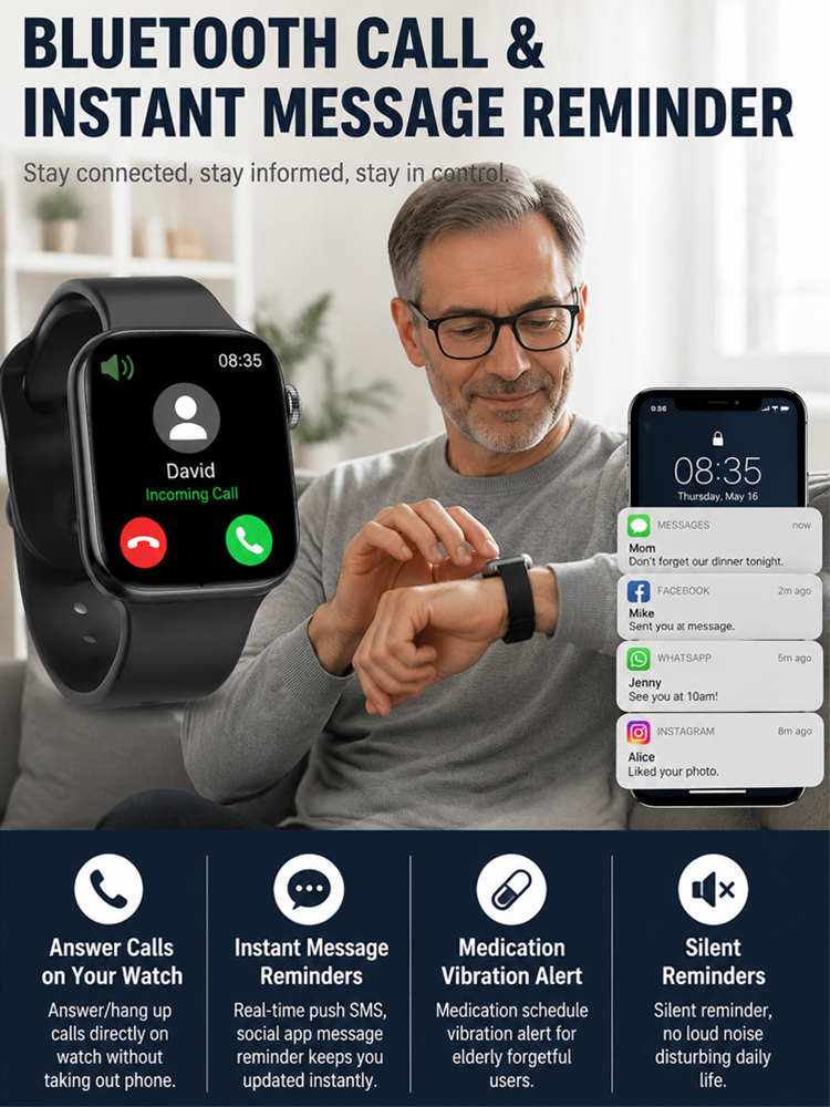 [Recommended by the American Diabetes Association] Non-invasive blood glucose monitoring watch【Your 24-hour health concierge！】