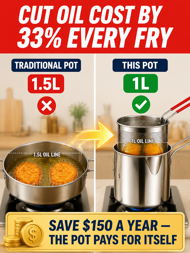 【Super Super Super Fuel-Saving】304 Stainless Steel Multi-Purpose Deep Frying Pan