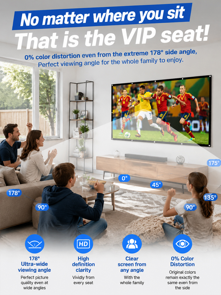 【Mobile Cinema】Seamless Floating Giant Anti-Light Projection Screen，【Enjoy high-definition movies outdoors during the day!】