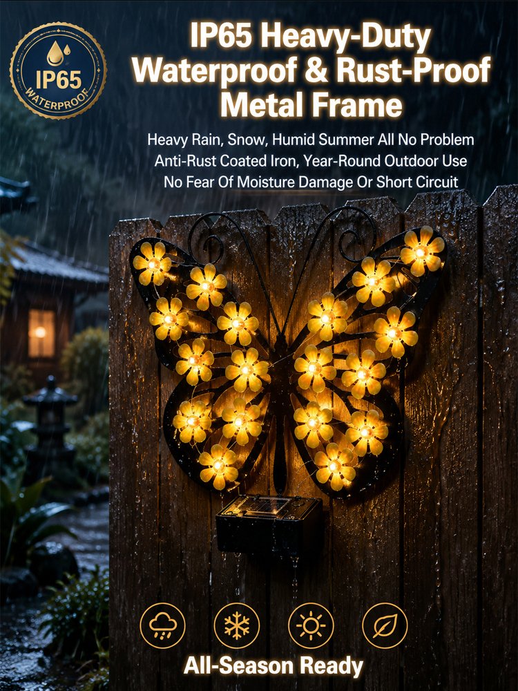 【3-second installation, zero electricity bills all year round!】Solar outdoor wall lamp butterfly lamp