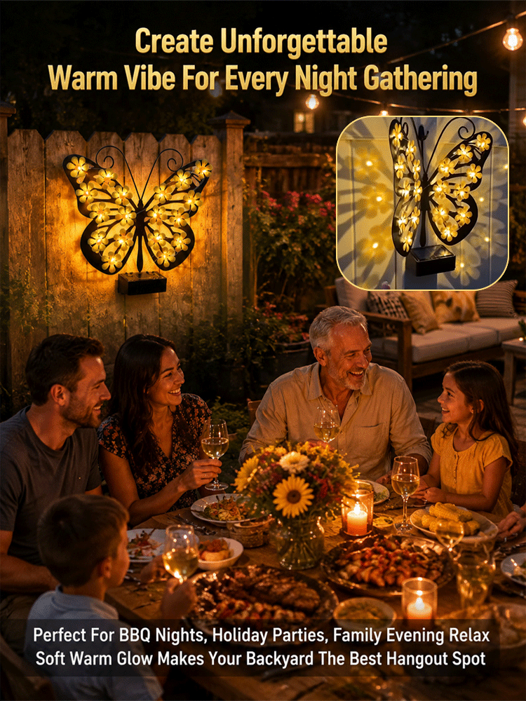 【3-second installation, zero electricity bills all year round!】Solar outdoor wall lamp butterfly lamp
