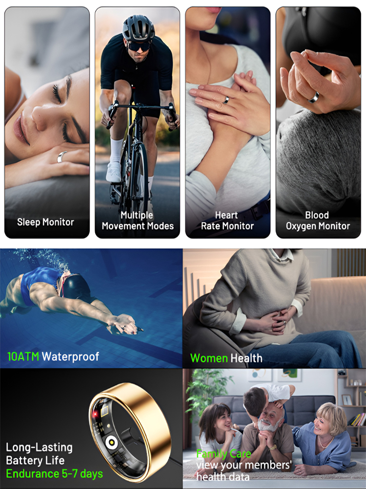 Heart Rate and Oxygen Level Smart Ring【24-Hour, Multi-Dimensional, High-Precision Monitoring—Your Personal Health Manager!】