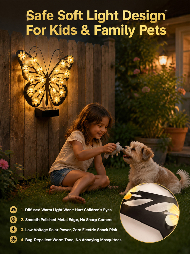 【3-second installation, zero electricity bills all year round!】Solar outdoor wall lamp butterfly lamp