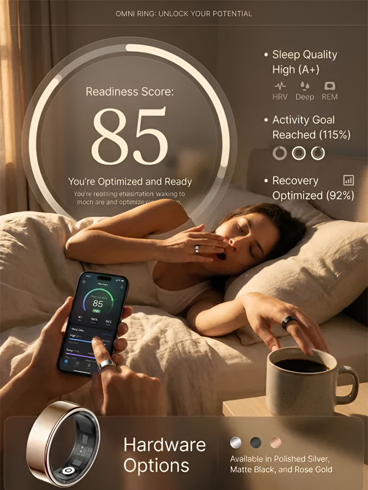 Heart Rate and Oxygen Level Smart Ring【24-Hour, Multi-Dimensional, High-Precision Monitoring—Your Personal Health Manager!】