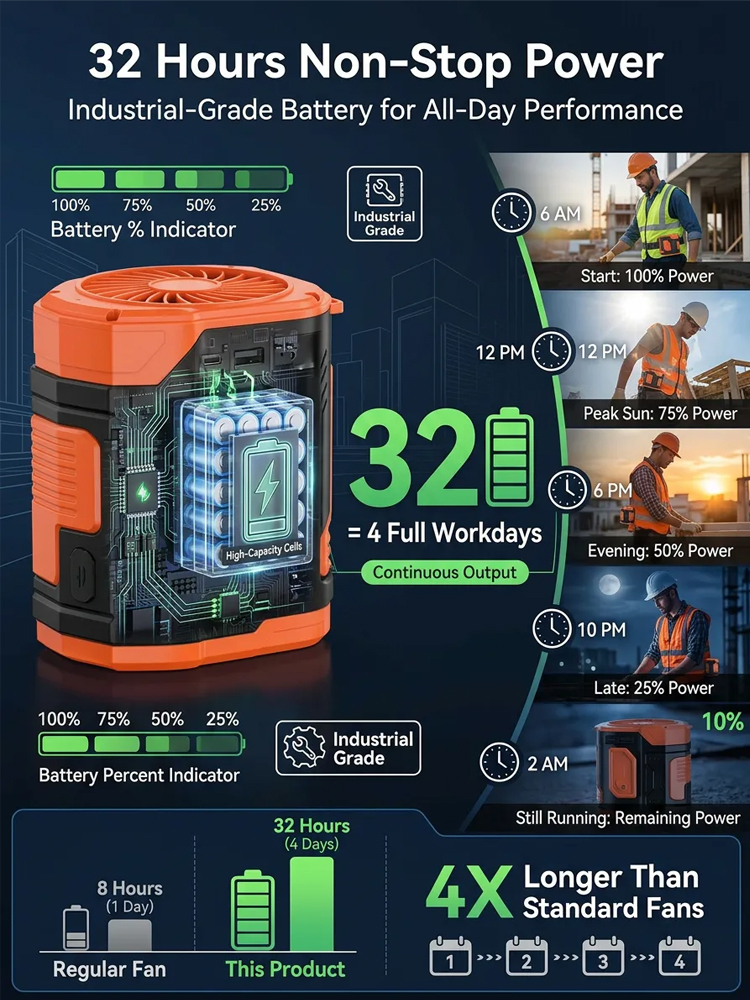 【Cooling + Power Bank + Flashlight】High-Speed Powerful Waist Clip Fan【It has been rated as the top choice for cooling down by countless workers in high-temperature environments!】