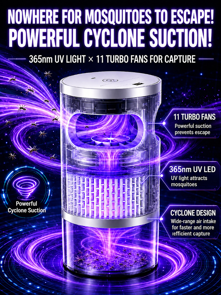 A 4-in-1 powerhouse: highly effective mosquito and insect elimination, air purification, dust removal and sterilization, plus a night light! Meets all your daily needs!