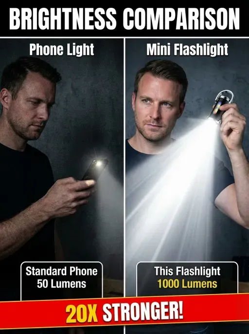 Mini keychain flashlight【Military-grade quality, essential for safety!】