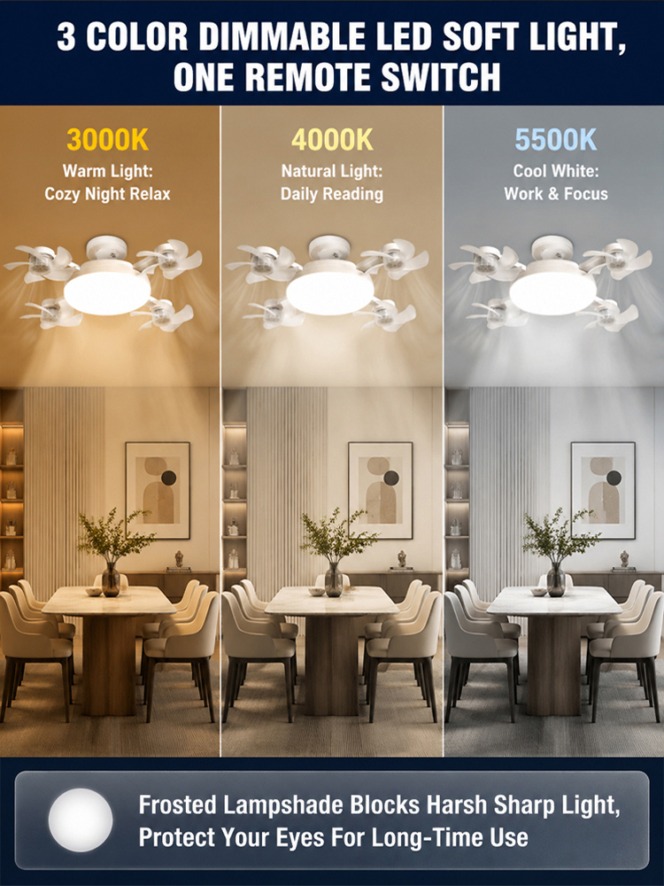[Best-Selling in Europe and America]No-Drill No-Wiring Remote Control 2-in-1 Fan Light，Multiple modes to meet all your needs!