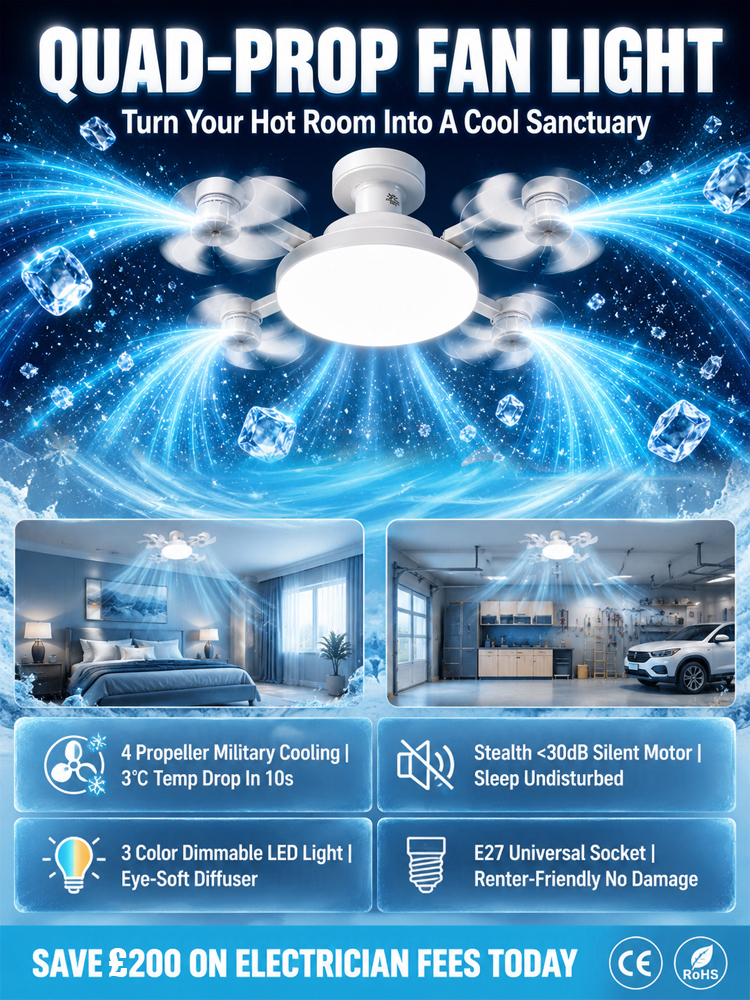 [Best-Selling in Europe and America]No-Drill No-Wiring Remote Control 2-in-1 Fan Light，Multiple modes to meet all your needs!