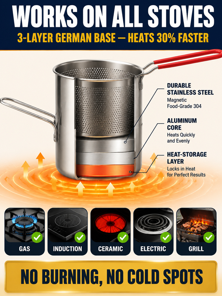【Super Super Super Fuel-Saving】304 Stainless Steel Multi-Purpose Deep Frying Pan