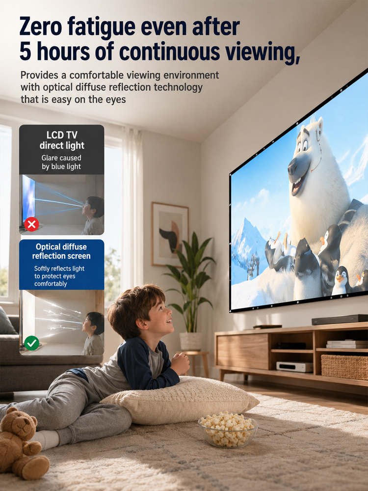 【Mobile Cinema】Seamless Floating Giant Anti-Light Projection Screen，【Enjoy high-definition movies outdoors during the day!】