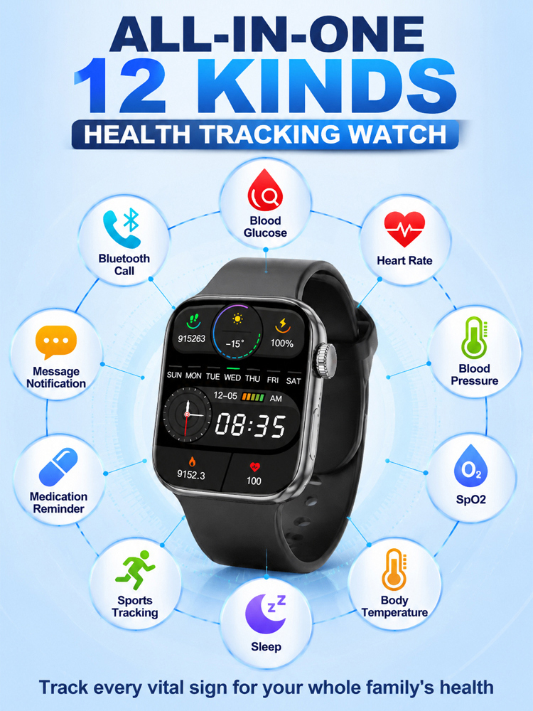 [Recommended by the American Diabetes Association] Non-invasive blood glucose monitoring watch【Your 24-hour health concierge！】